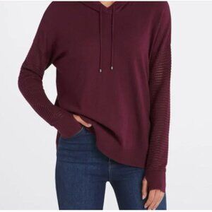 NWT Stitch Fix Stitches & Stripes Antara Crochet Sleeve Hooded Sweater Burgundy